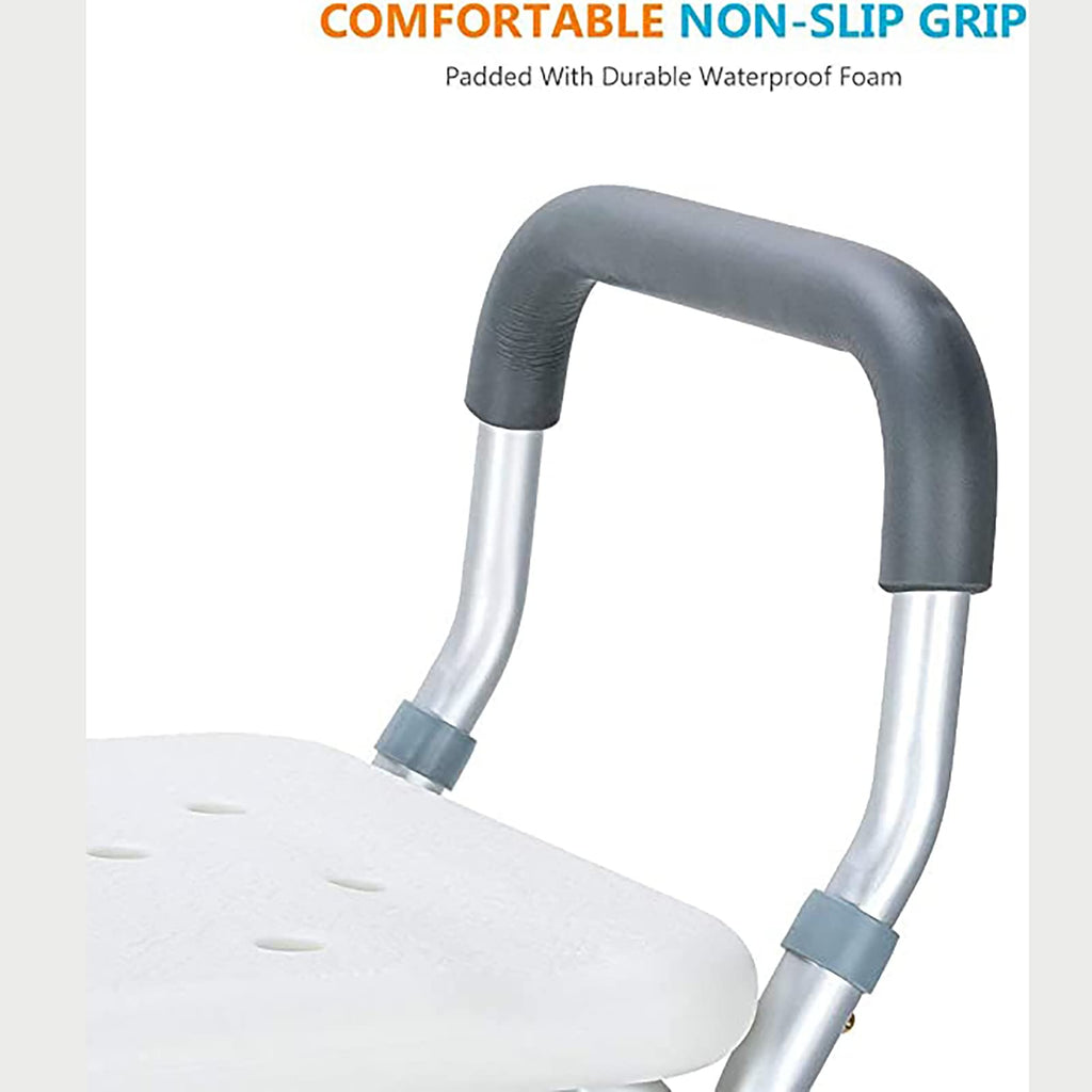 Heavy Duty White Shower Chair with Arms Back Adjustable V785