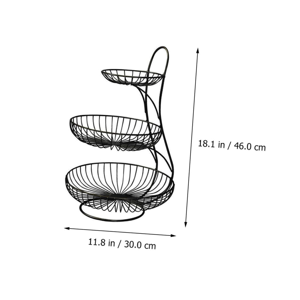 Black 3-Tier Iron Fruit Basket D130