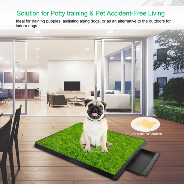 Indoor Outdoor Dog Potty with Artificial Turf Grass Mat 25x20 in L5563