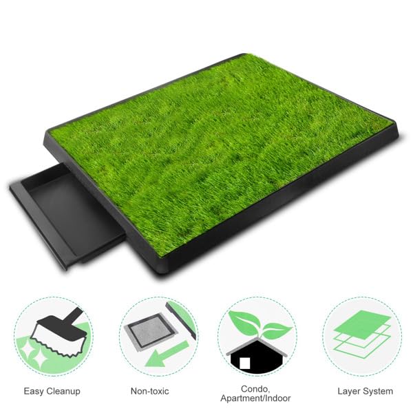 Indoor Outdoor Dog Potty with Artificial Turf Grass Mat 25x20 in L5563