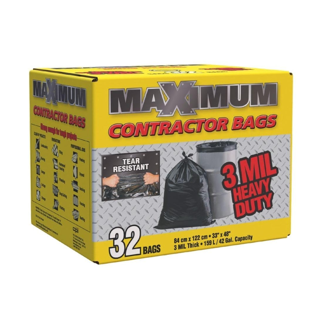Heavy Duty 42-Gallon 3 Mil Black Garbage Bags 32 Counts I72031