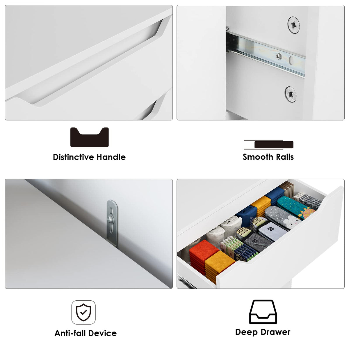White 3 Drawer Wood Dresser E6139