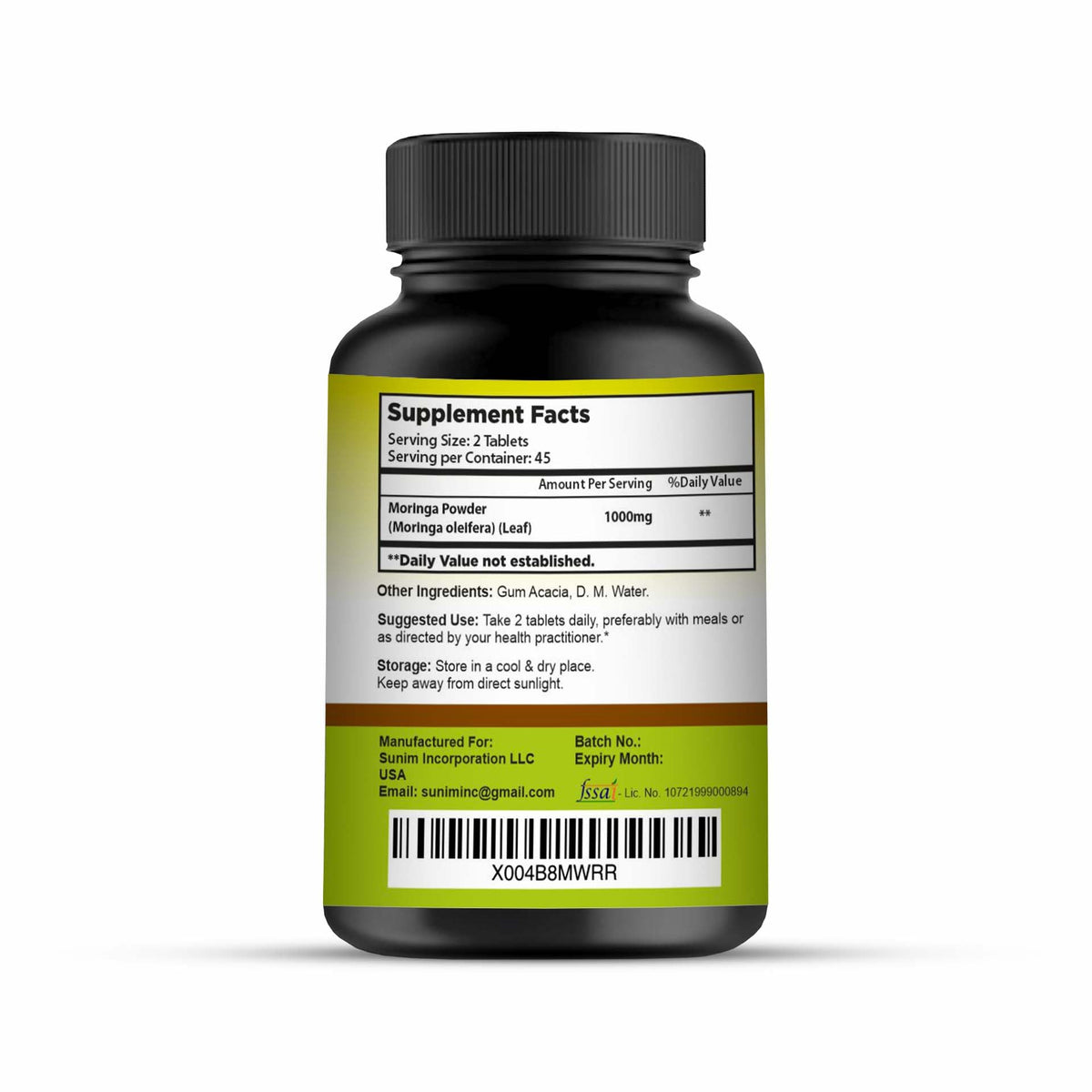1000 mg Moringa Leaf Tablets, 90 Tablets D40131