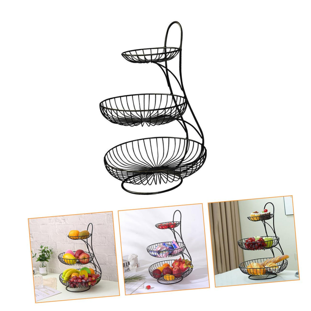 Black 3-Tier Iron Fruit Basket D130