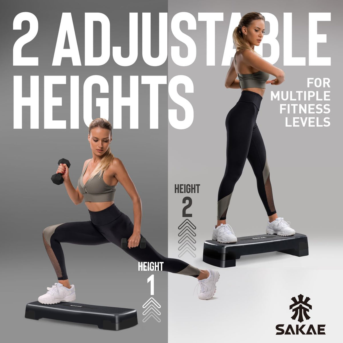 Adjustable Aerobic Stepper Kit with Dumbbells & Kettlebell & Weightlifting Belt & Measuring Tape R113866