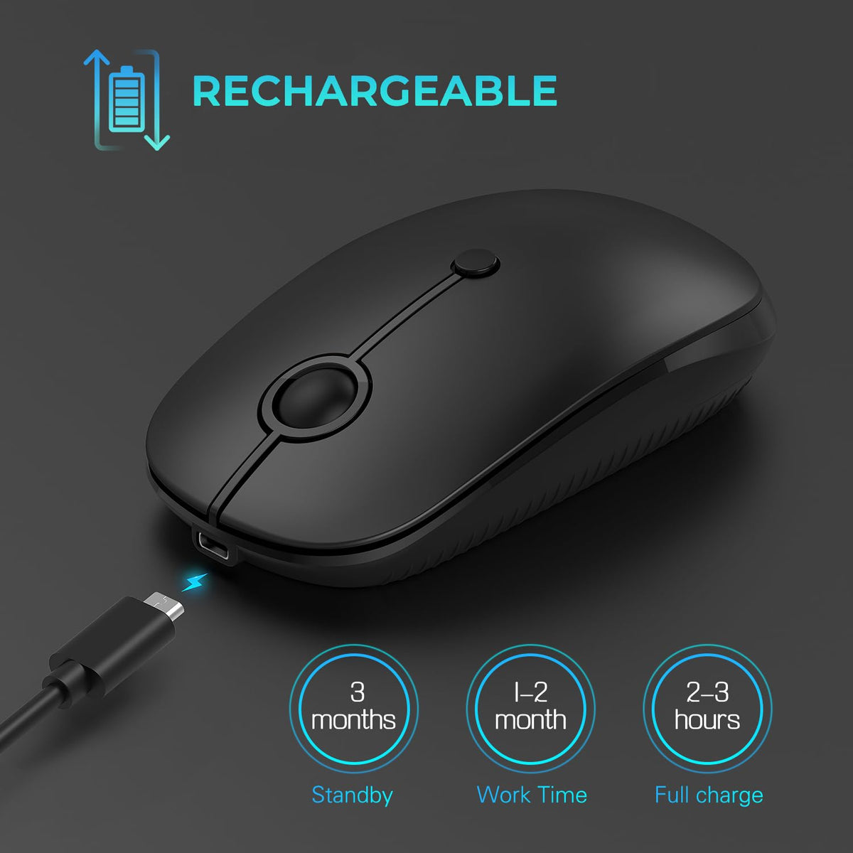 Type C Wireless Mouse, Black Y7013