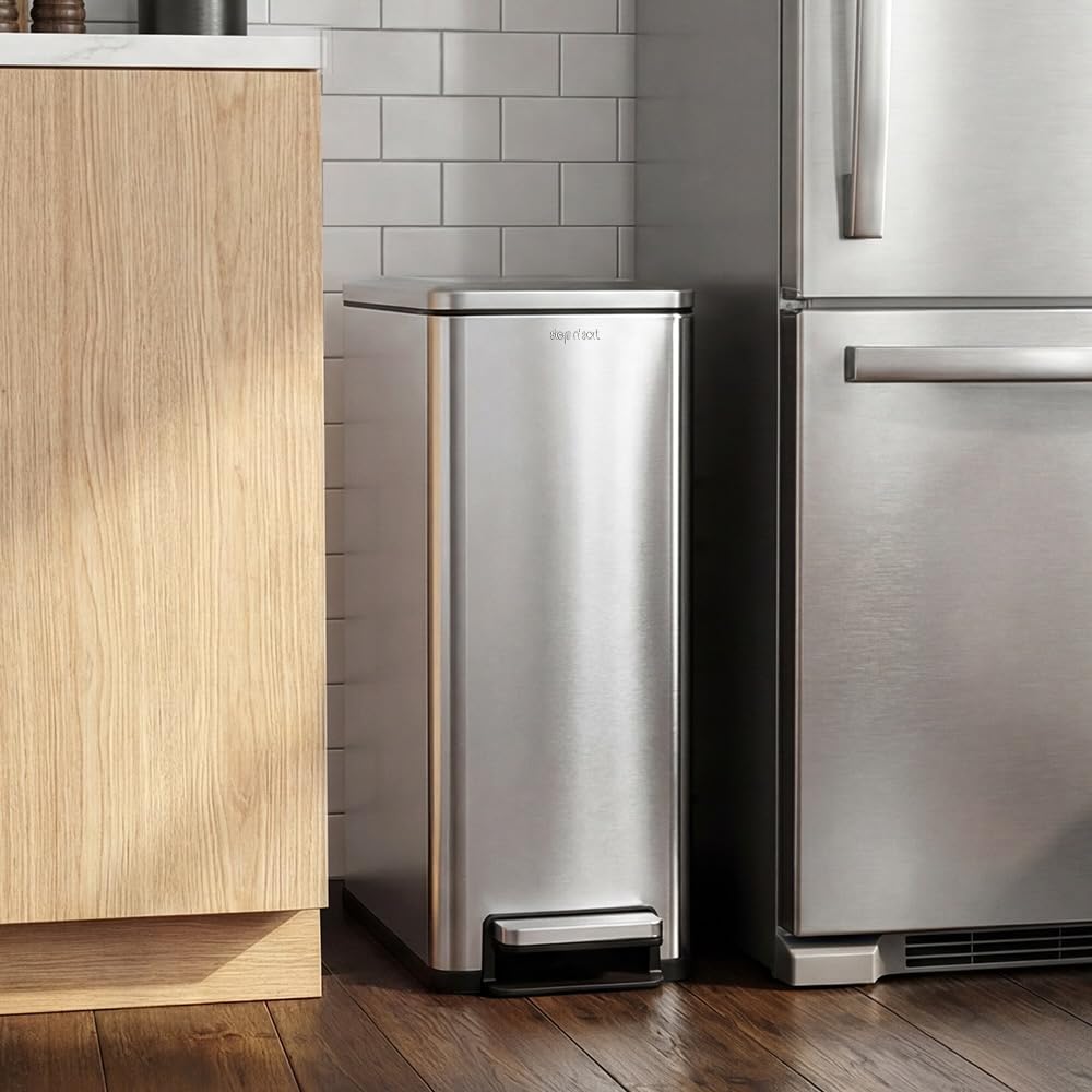 43L Dual Recycling Bin Stainless Steel W356