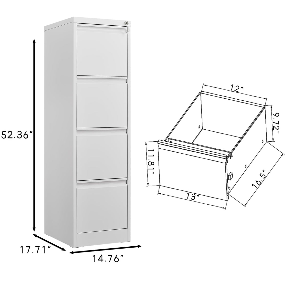 4 Drawer Vertical Metal File Cabinet with Lock V538939