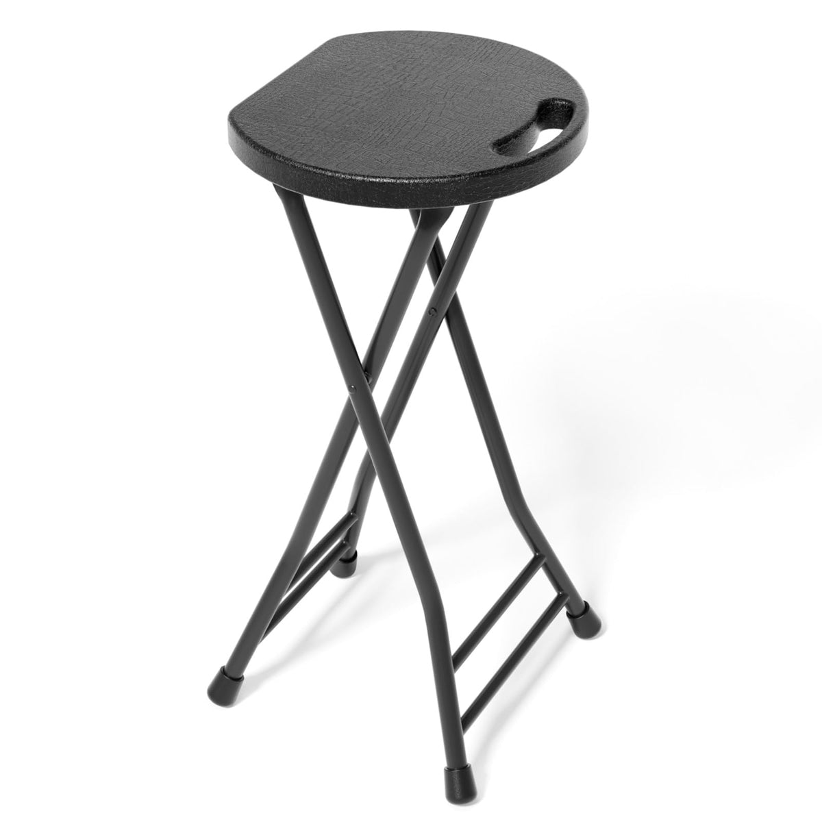 24 Inch Folding Stool 500LBS Capacity Portable Collapsible Stool Black G21609