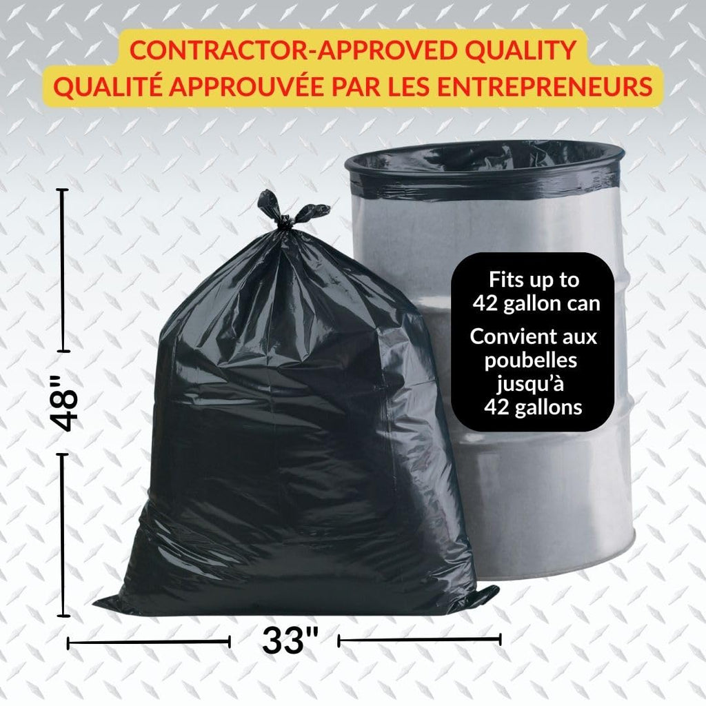 Heavy Duty 42-Gallon 3 Mil Black Garbage Bags 32 Counts I72031