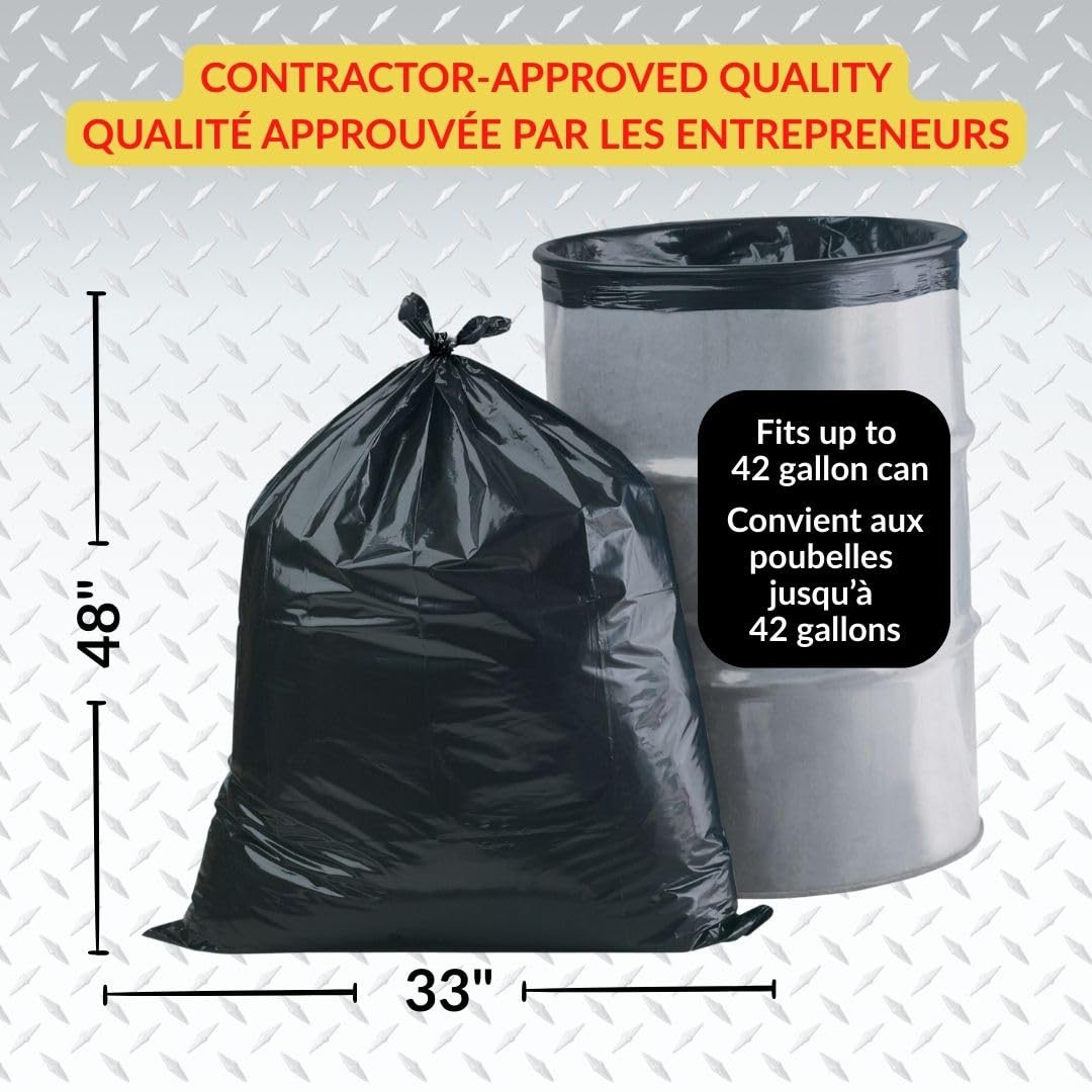 Heavy Duty 42-Gallon 3 Mil Black Garbage Bags 32 Counts I72031