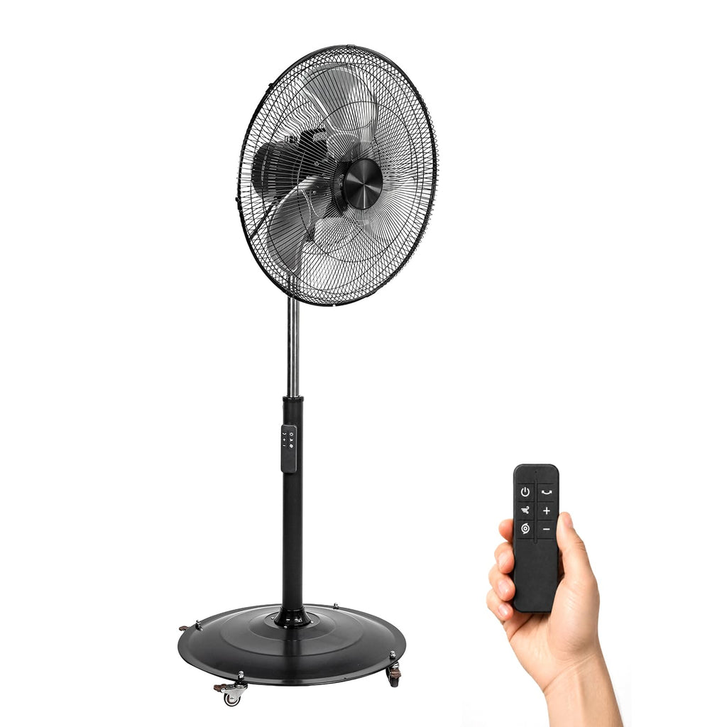 18" Black Oscillating Pedestal Fan with Remote E245972