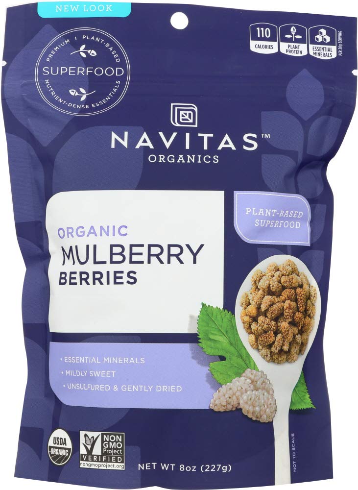 Organic Sun-Dried White Mulberries 8 oz Pack of 2 X8101