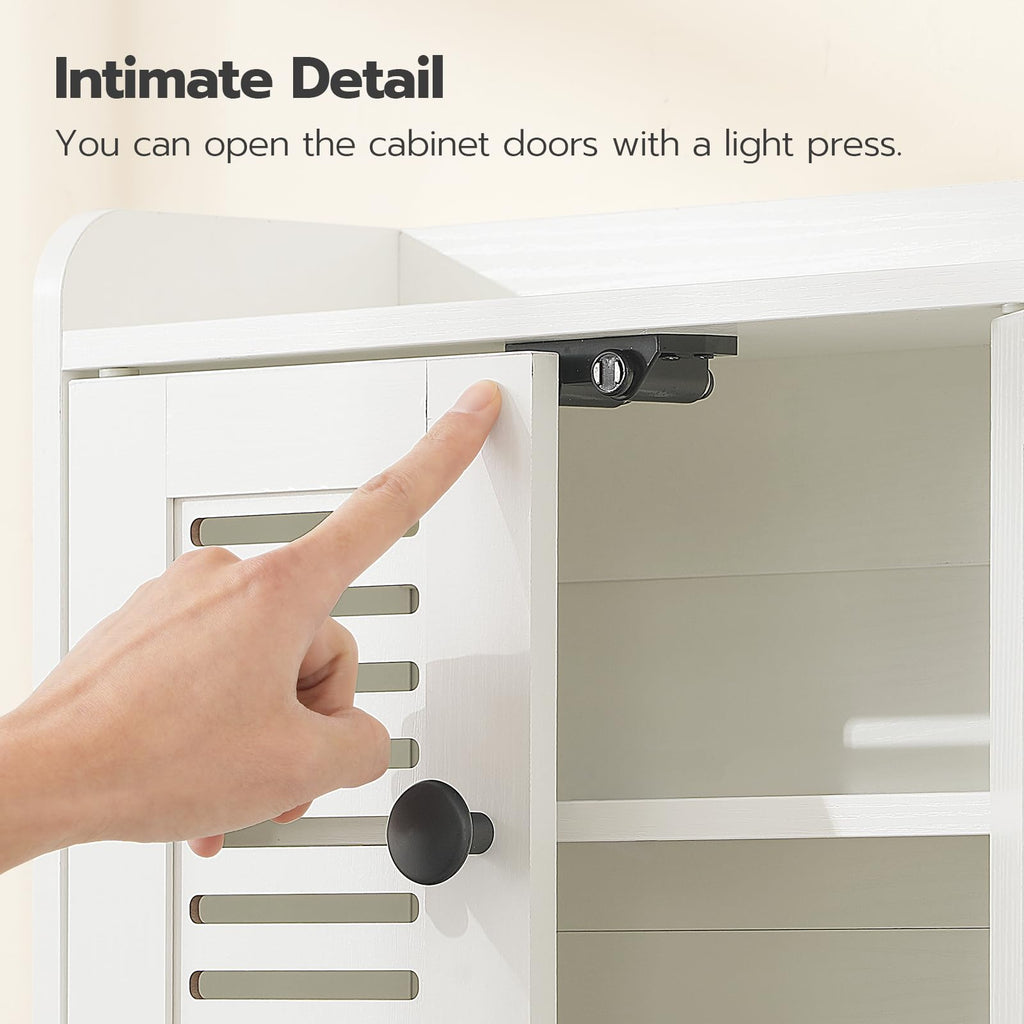 White Double Doors Bathroom Wall Cabinet with Towel Bar, Adjustable Shelf, 2 Hooks Q892628