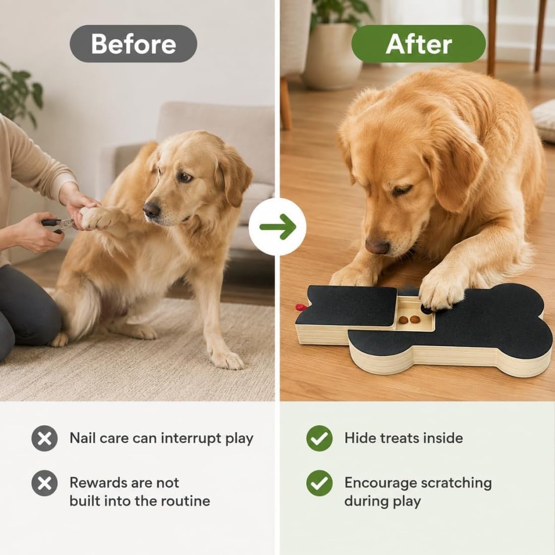Wooden Dog Nail Scratch Board with Treat Dispenser U11087