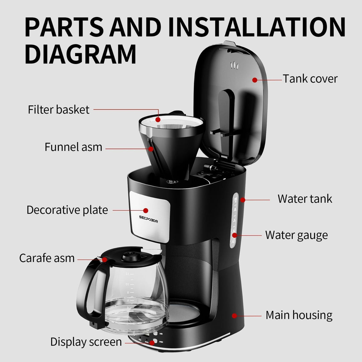 12 Cup Programmable Coffee Maker with Reusable Filter X4924
