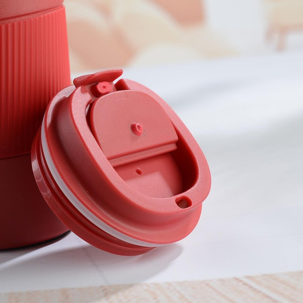 Stainless Steel Insulated Travel Coffee Mug Flip up Tumbler, Double wall Leak Proof Vacuum Cup Keep Drink Cold and Hot (Red, 17 Ounces) H422