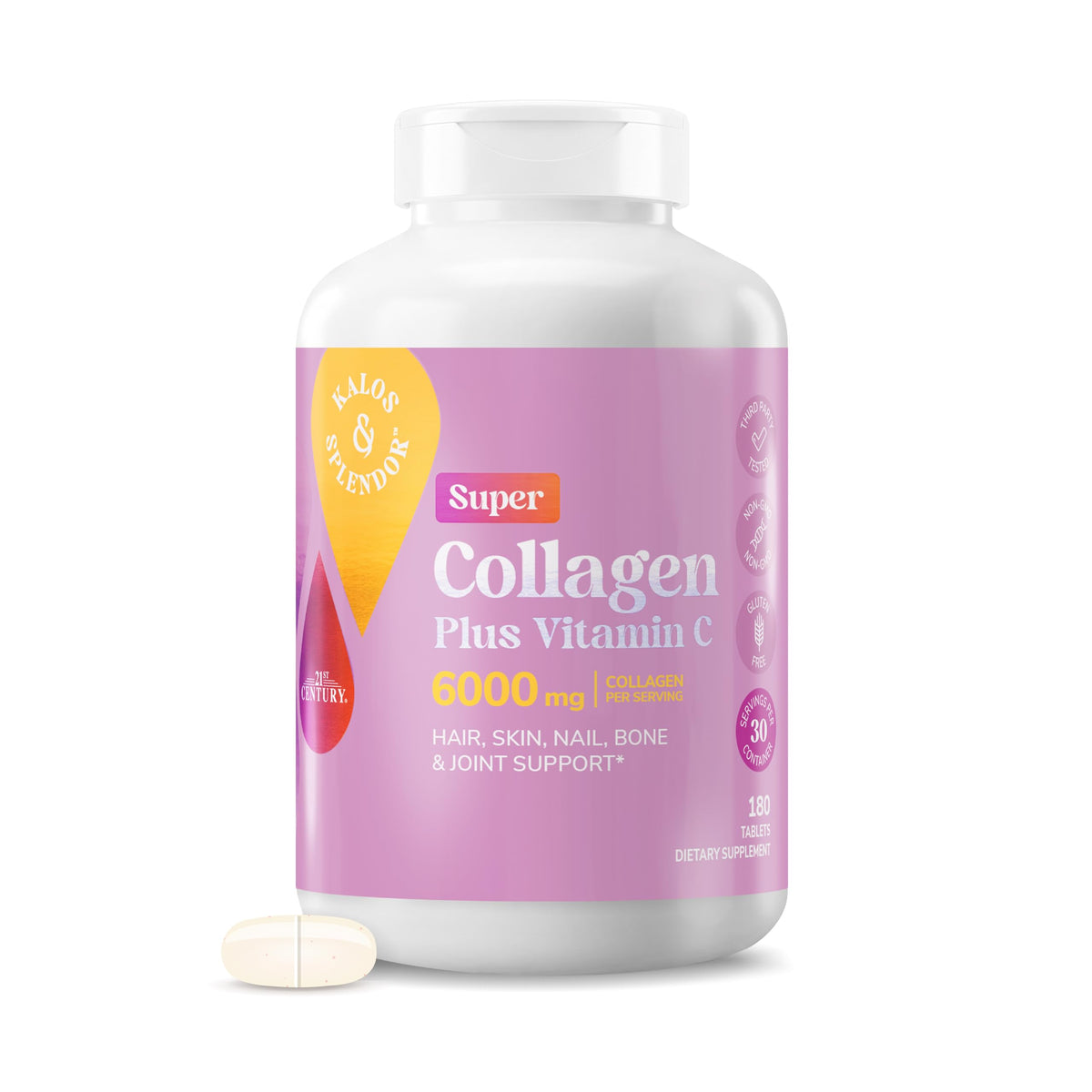 Collagen Vitamin C Tablets 6000mg 180 Count R9886