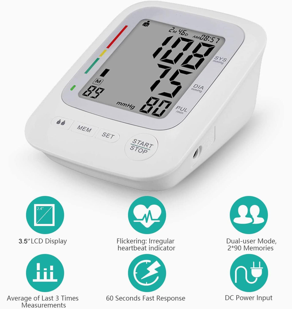 Upper Arm Automatic Digital Blood Pressure Monitor Large Cuff N257035