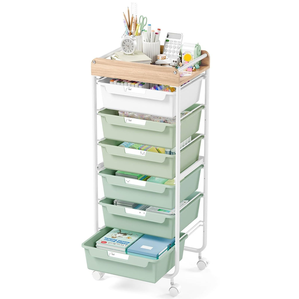 Green Utility Cart with 6 Drawers K334909