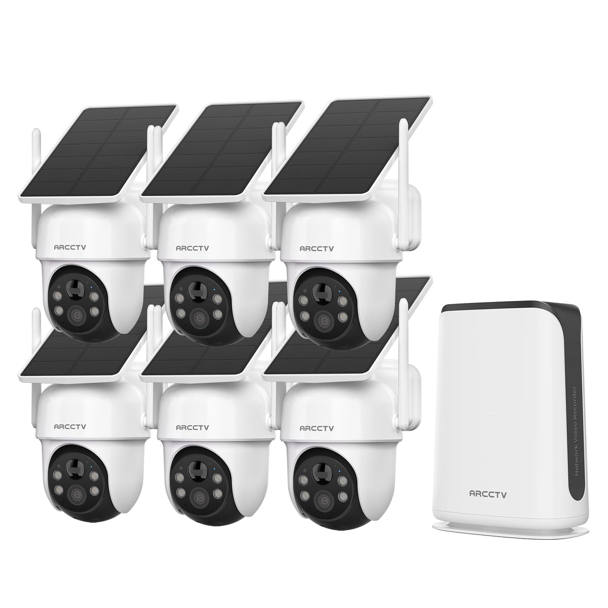 360° PTZ Wireless Solar Security Cameras System 6-Cam-kit with NVR Y849444