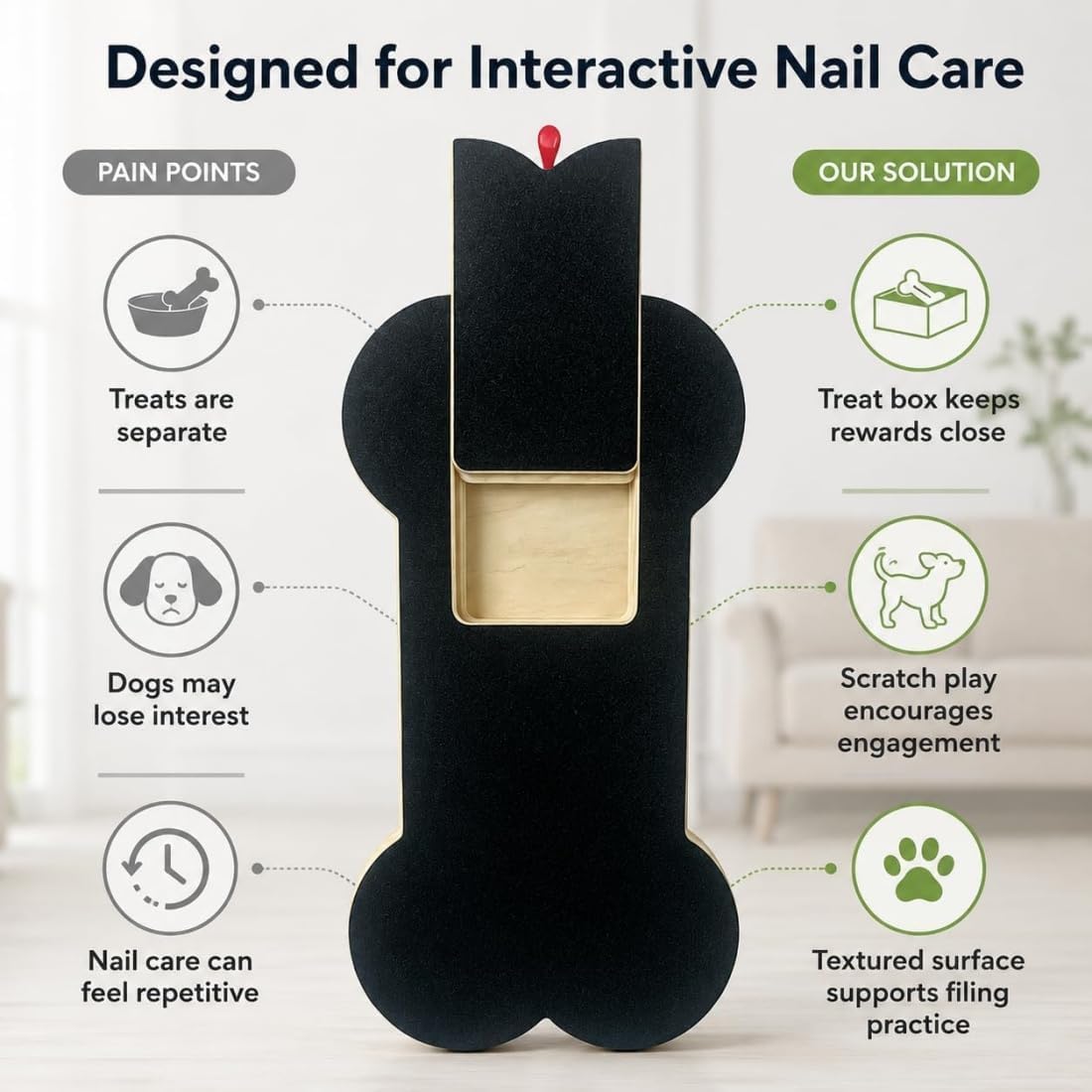 Wooden Dog Nail Scratch Board with Treat Dispenser U11087