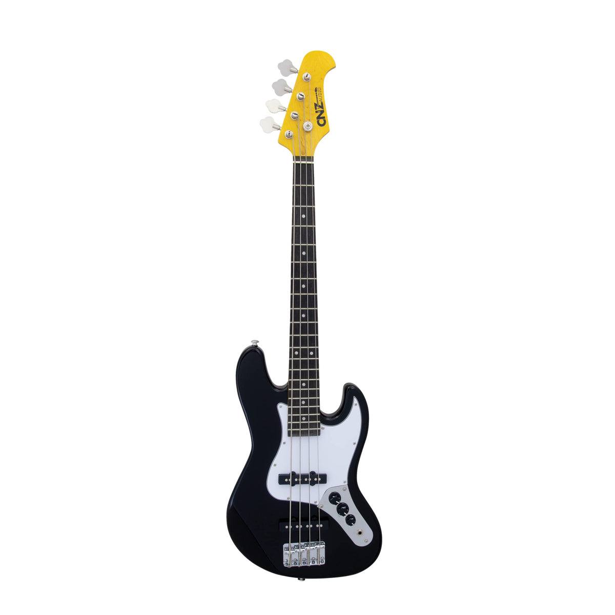Black Mini Electric Bass Guitar with Maple Neck, Rosewood Fingerboard & White Pickguard R652