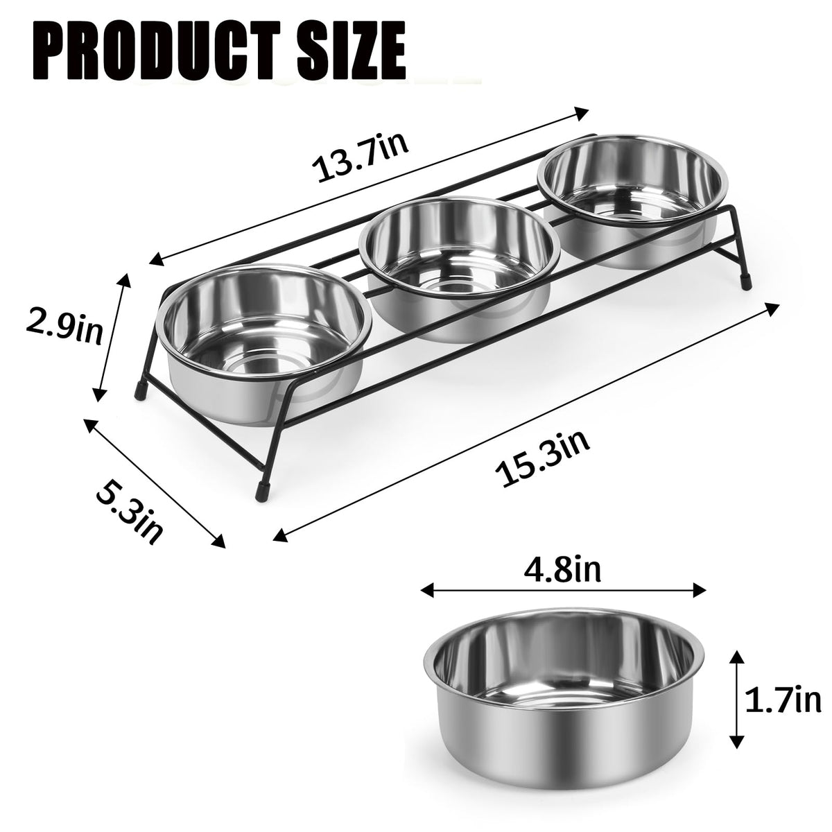 Raised Cat Bowls 3 Stainless Steel W863