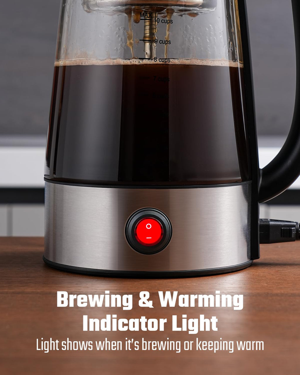 10-Cup Electric Percolator Coffee Pot with Borosilicate Carafe L8754