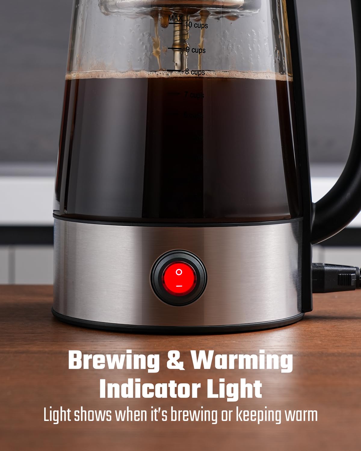 10-Cup Electric Percolator Coffee Pot with Borosilicate Carafe L8754