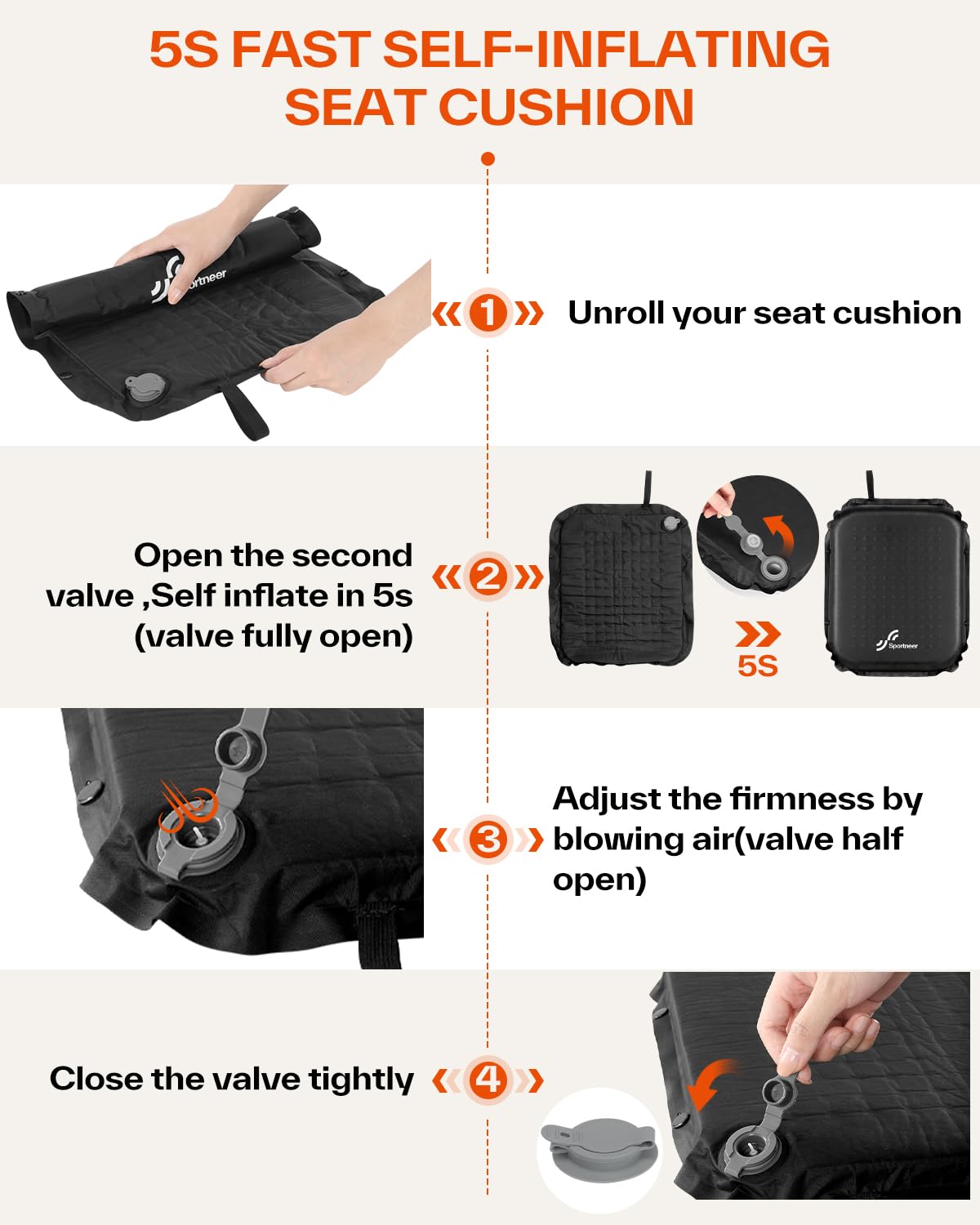 Inflatable Self-Inflating 2" High Rebound Foam Seat Cushion, 2 Pack R8121