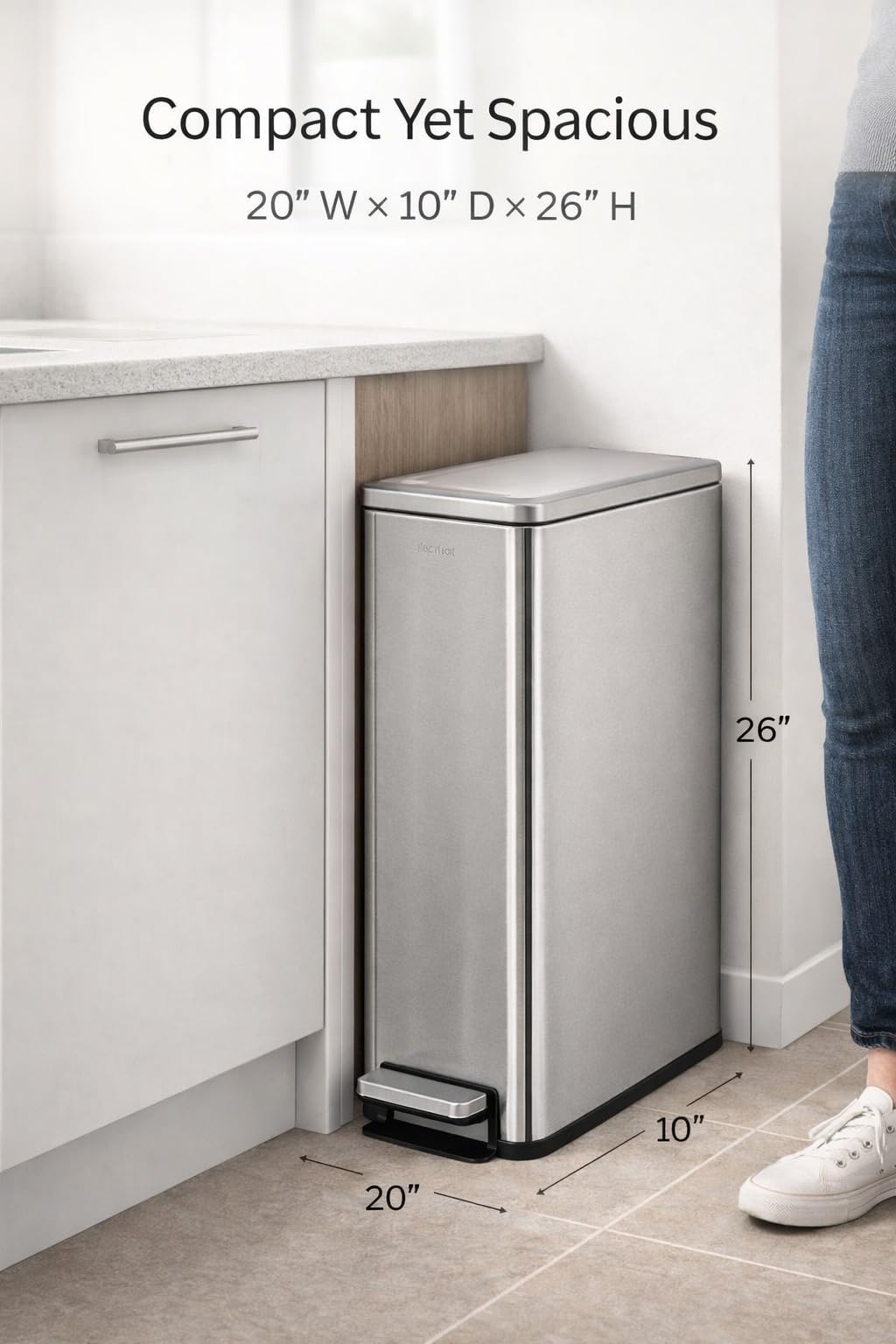 43L Dual Recycling Bin Stainless Steel W356