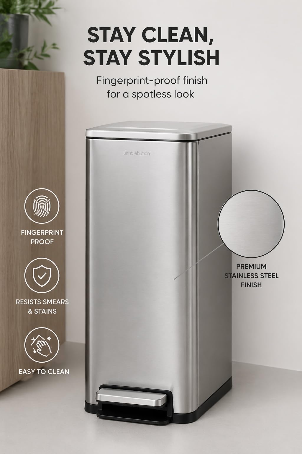 43L Dual Recycling Bin Stainless Steel W356