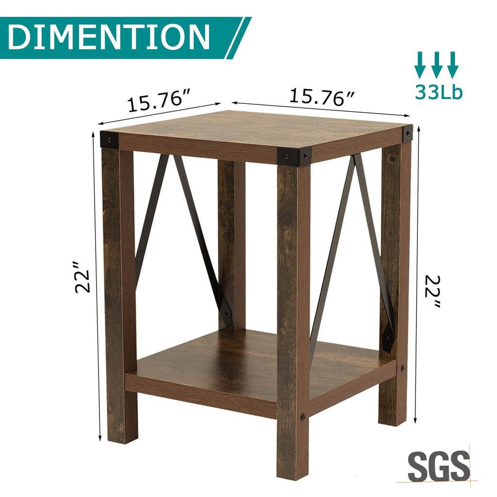 Brown 2-Tier Square End Table M734030