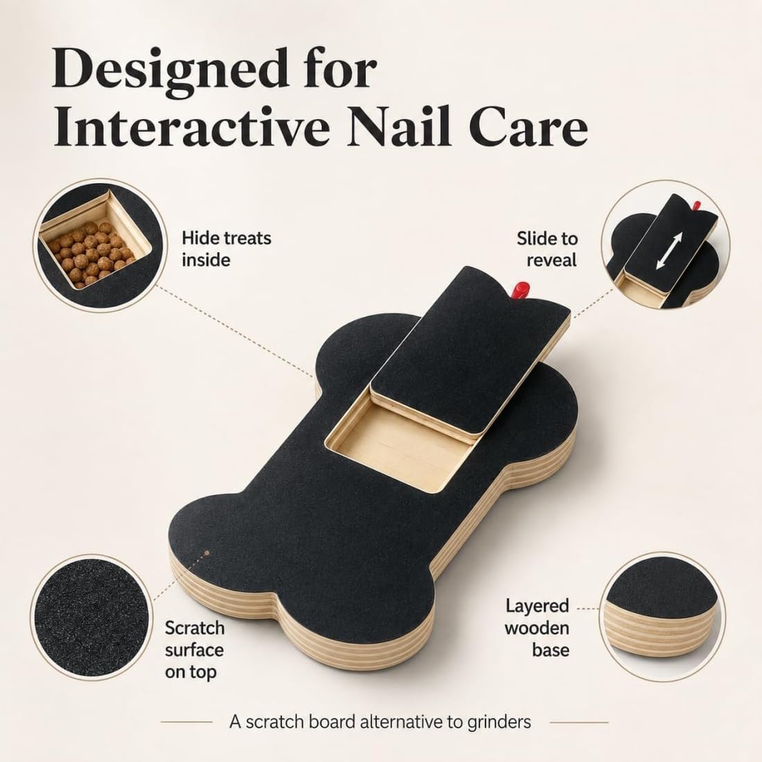 Wooden Dog Nail Scratch Board with Treat Dispenser U11087
