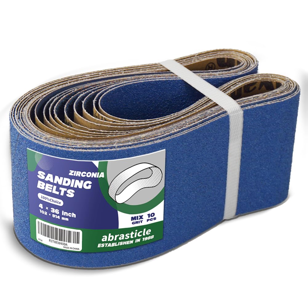 4" x 36" Zirconia Sanding Belts, 10 PCS Assorted Grits K60167