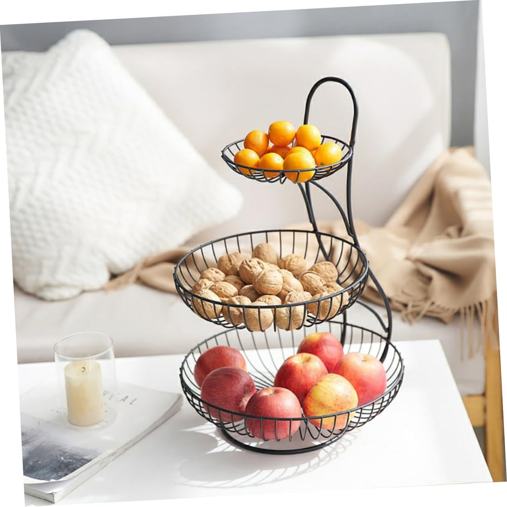 Black 3-Tier Iron Fruit Basket D130