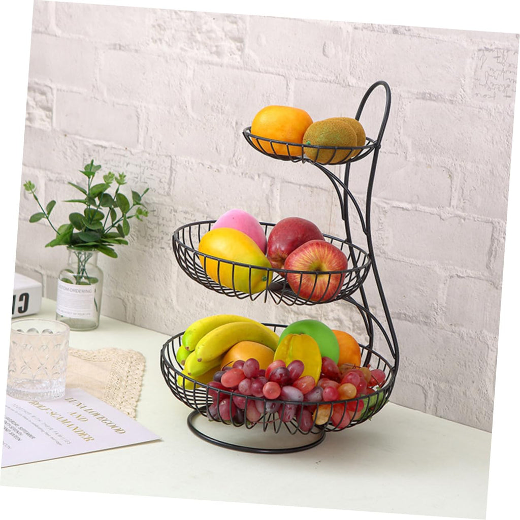 Black 3-Tier Iron Fruit Basket D130