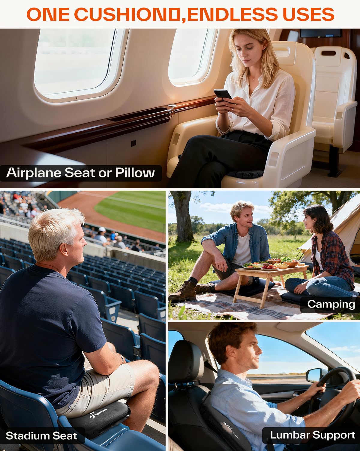 Inflatable Self-Inflating 2" High Rebound Foam Seat Cushion, 2 Pack R8121