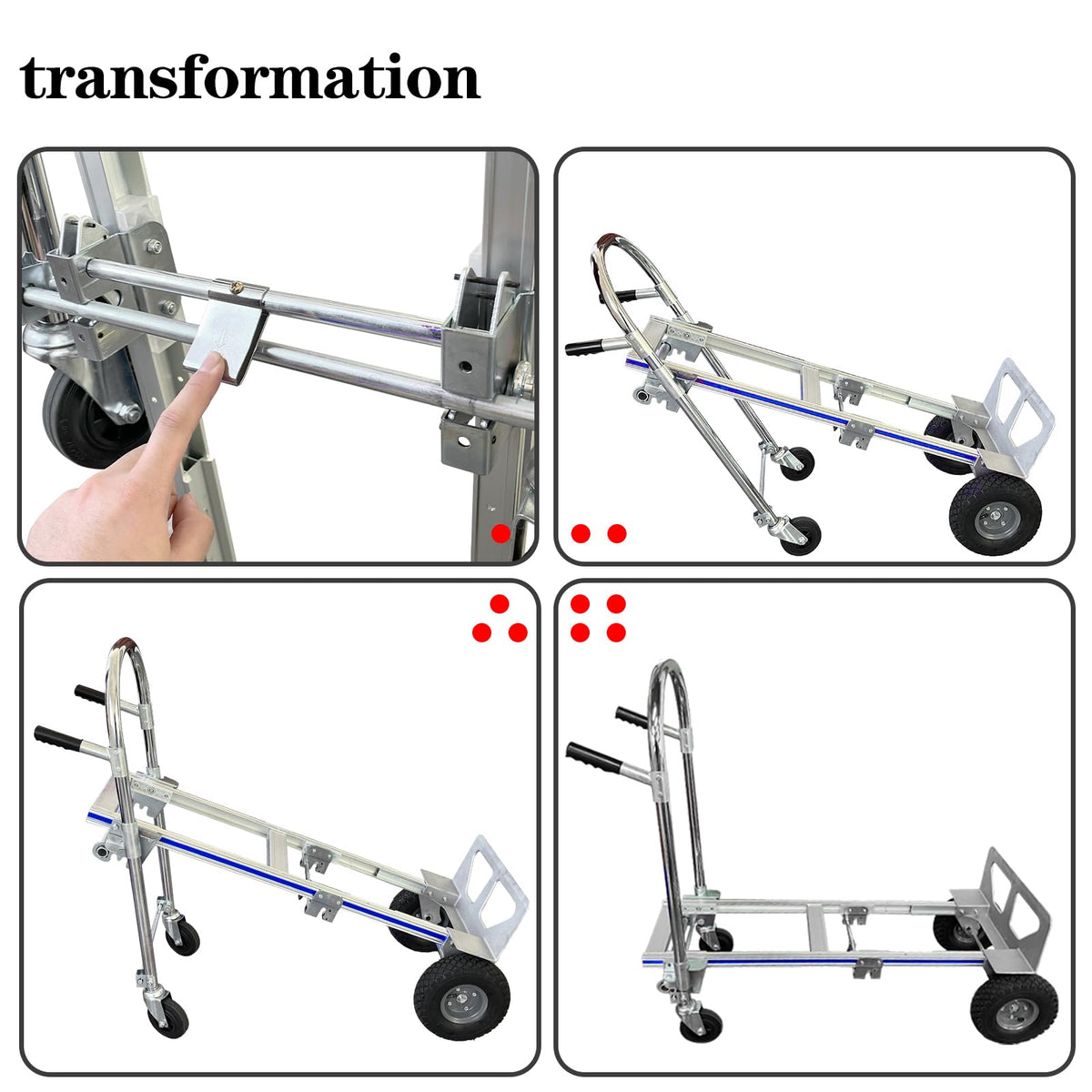 Convertible Hand Truck Dolly Cart with 4 Wheels 1000 Lbs O86610