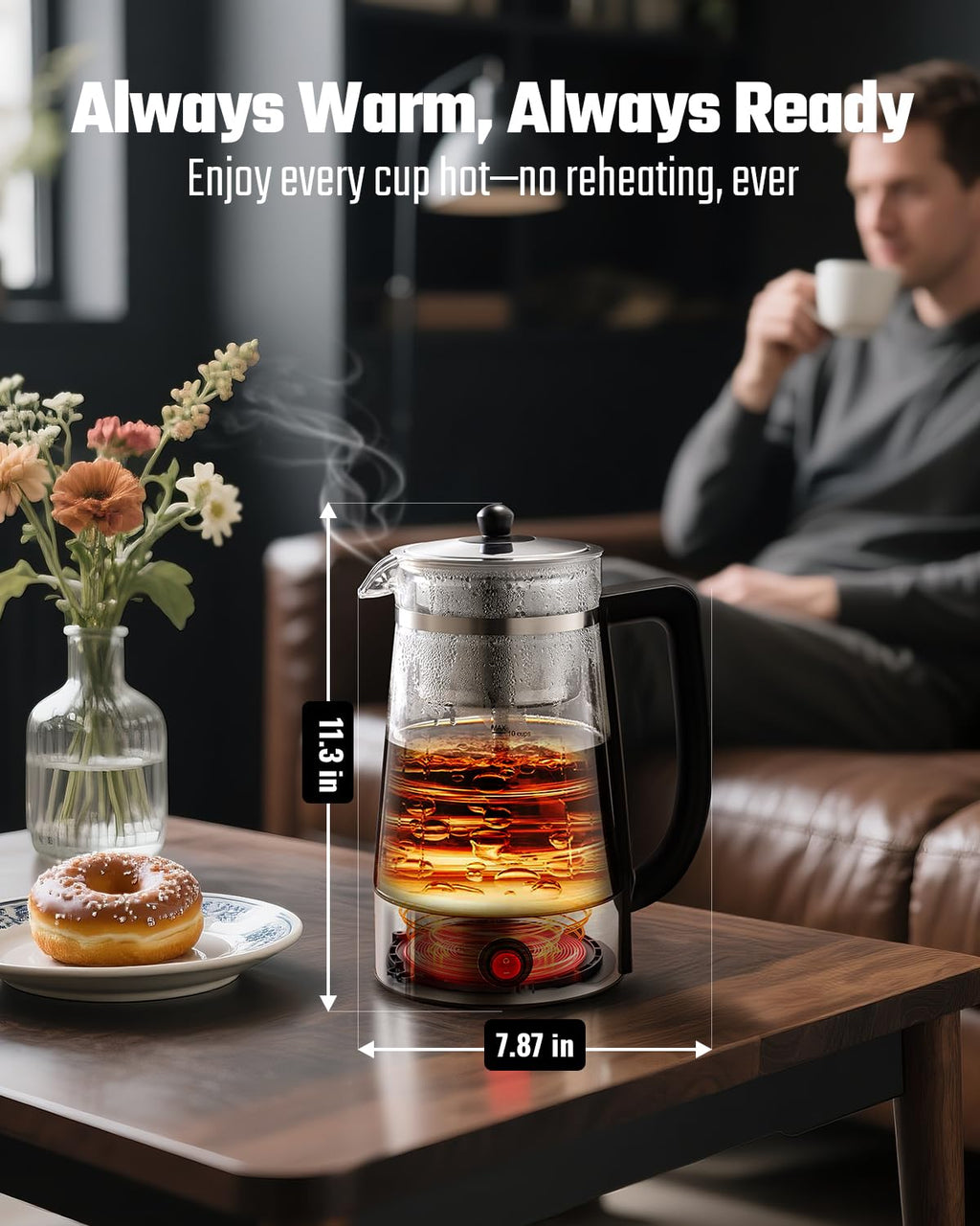 10-Cup Electric Percolator Coffee Pot with Borosilicate Carafe L8754