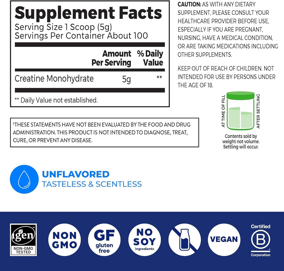 Creatine Monohydrate Powder & Organic Vegan Vanilla Bean Protein Powder Bundle K922778