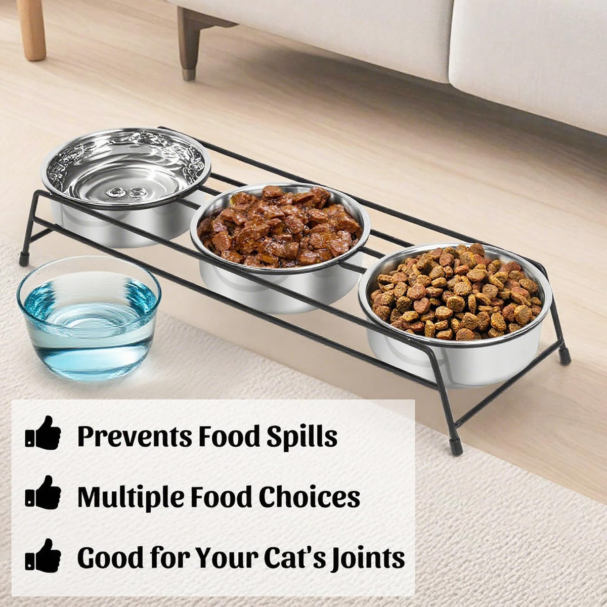 Raised Cat Bowls 3 Stainless Steel W863