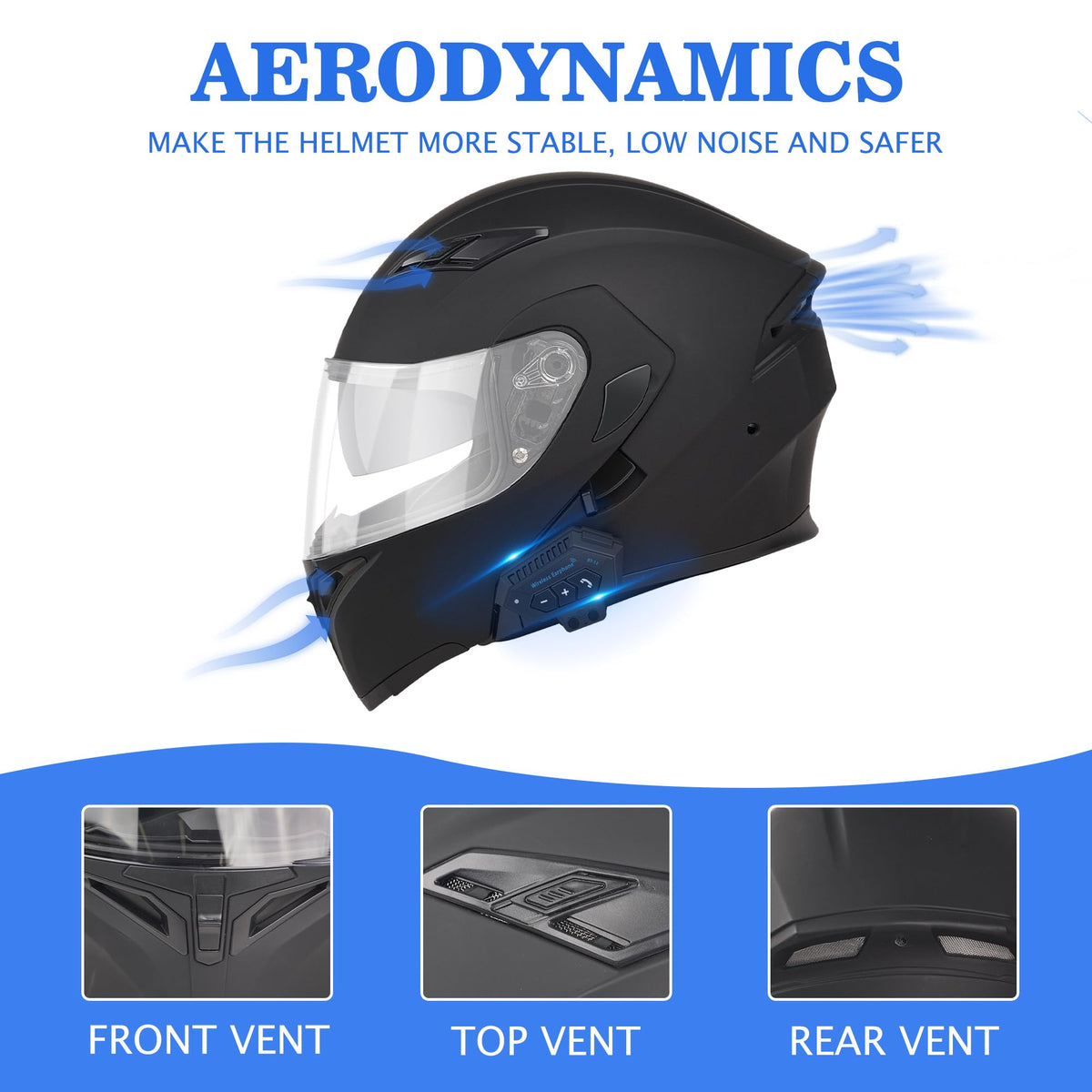 Bluetooth Modular Motorcycle Helmet DOT Approved Dual Visor R53570