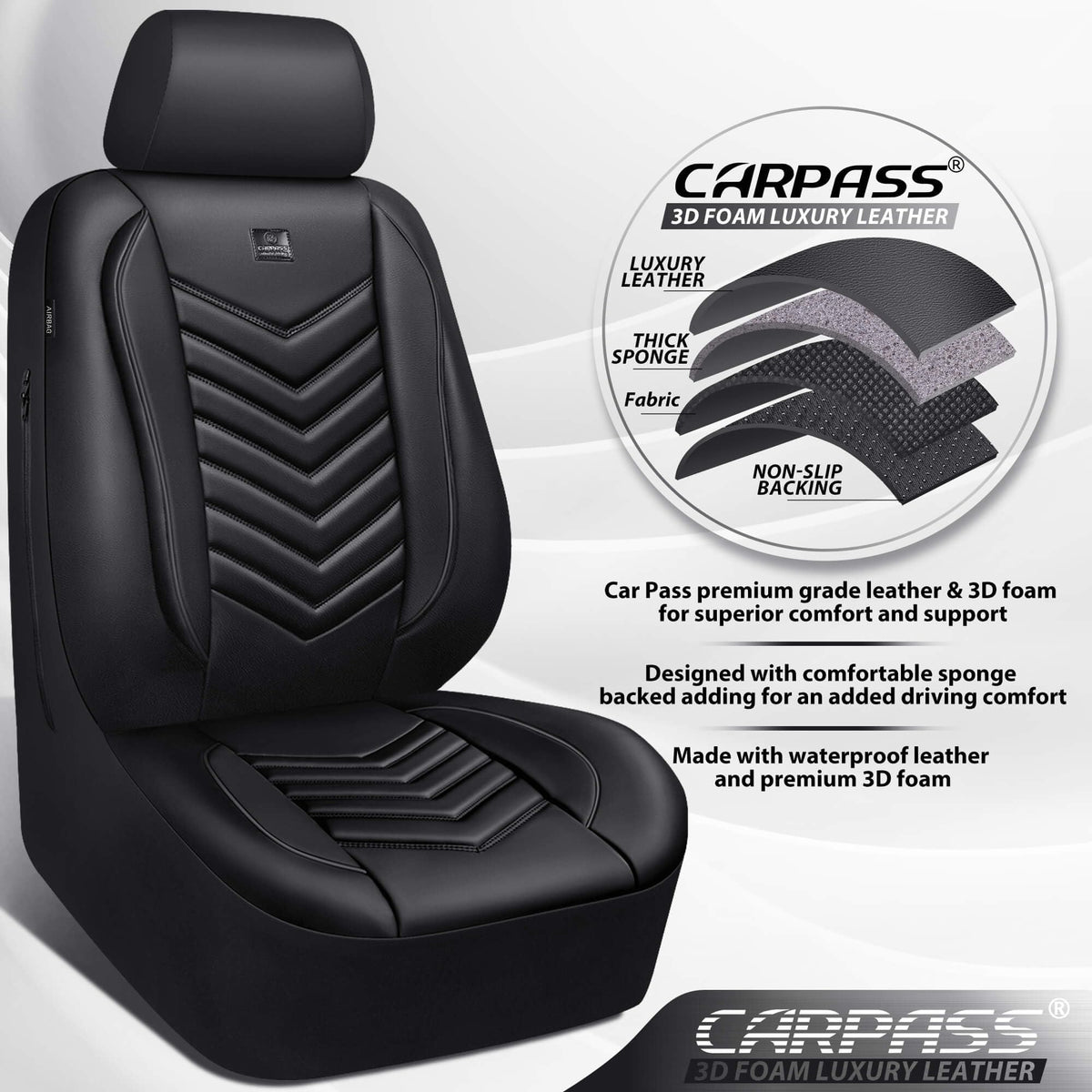 3D Foam Faux Leather Seat Covers Full Set U302890
