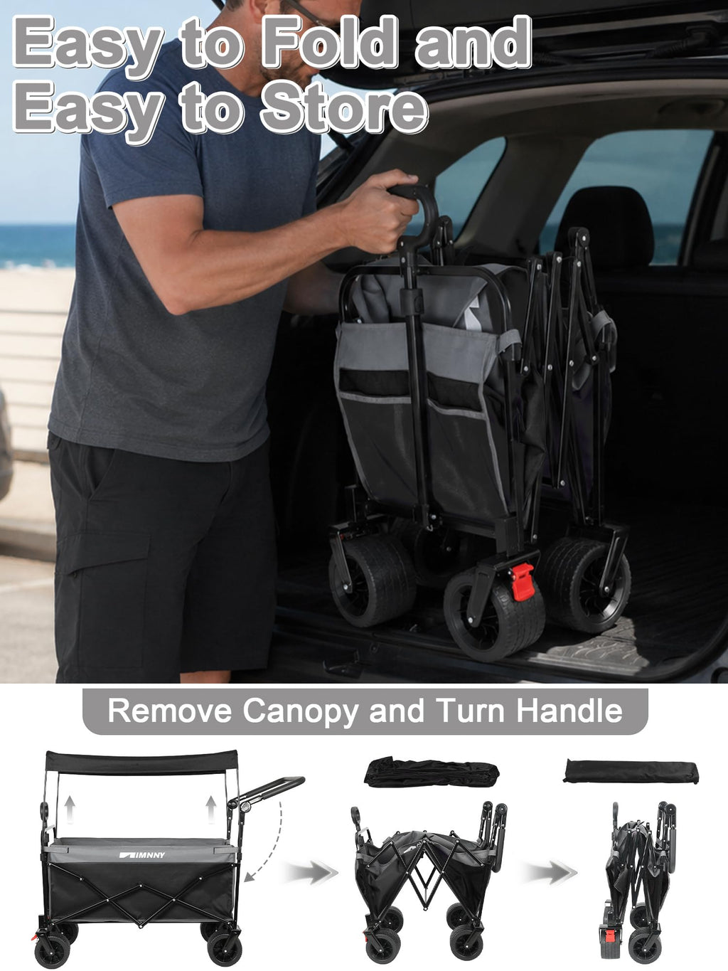 Collapsible Wagon with Canopy Black Q970