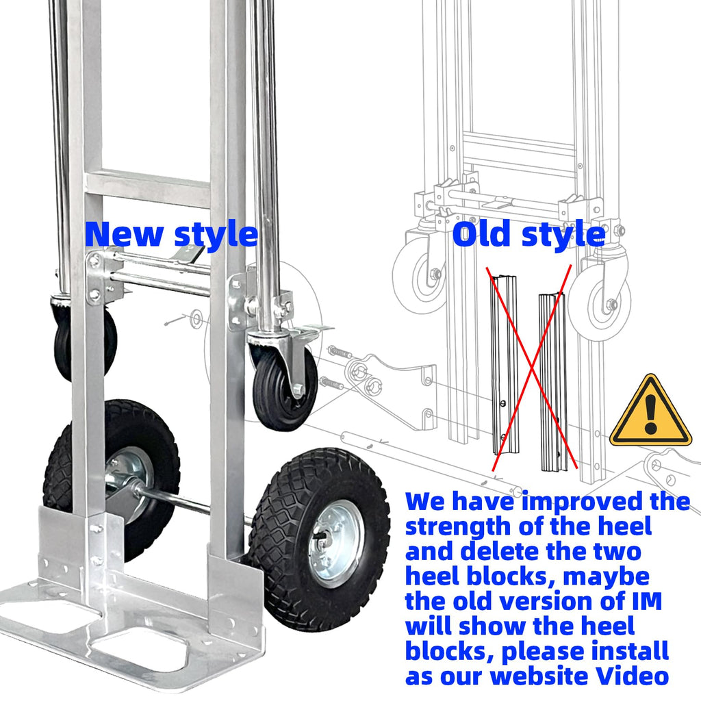 Convertible Hand Truck Dolly Cart with 4 Wheels 1000 Lbs O86610