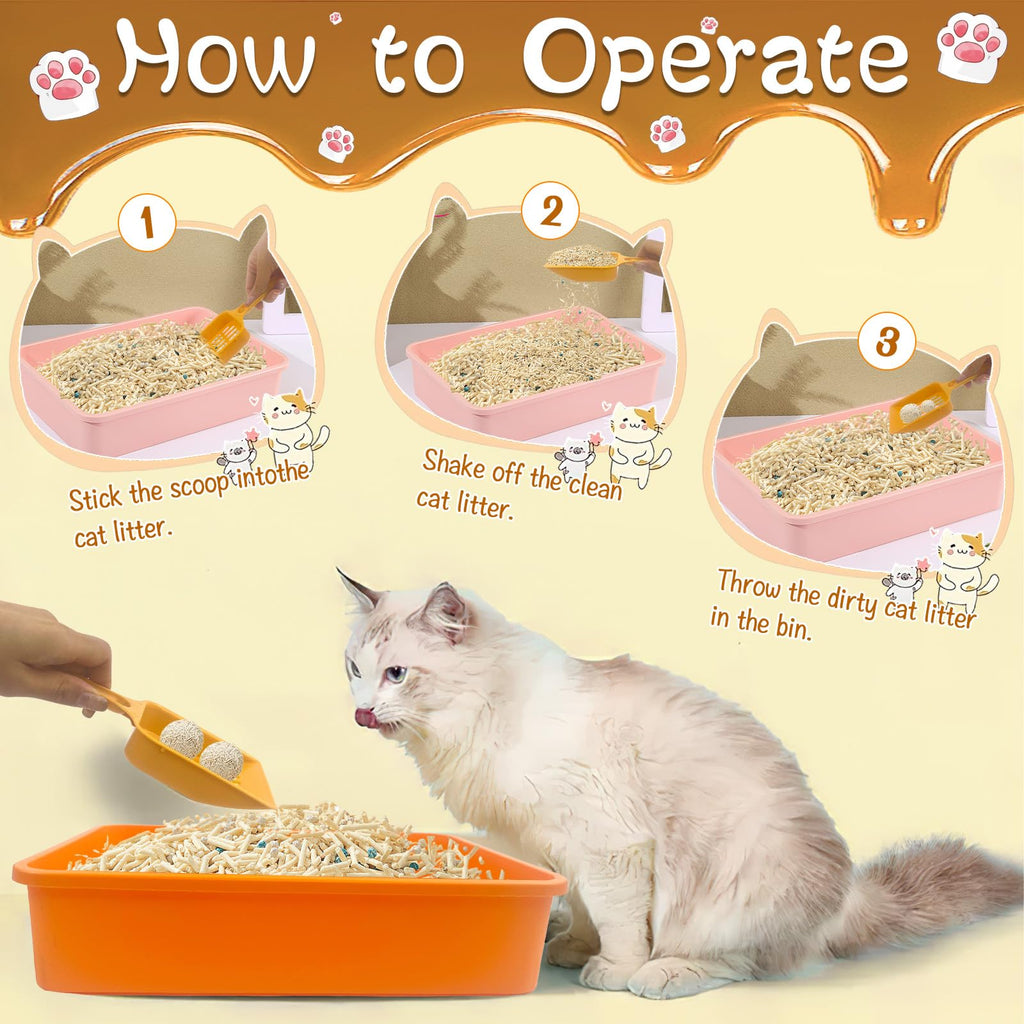 6 Pcs Plastic Kitten Litter Box Set with Scooper N645225