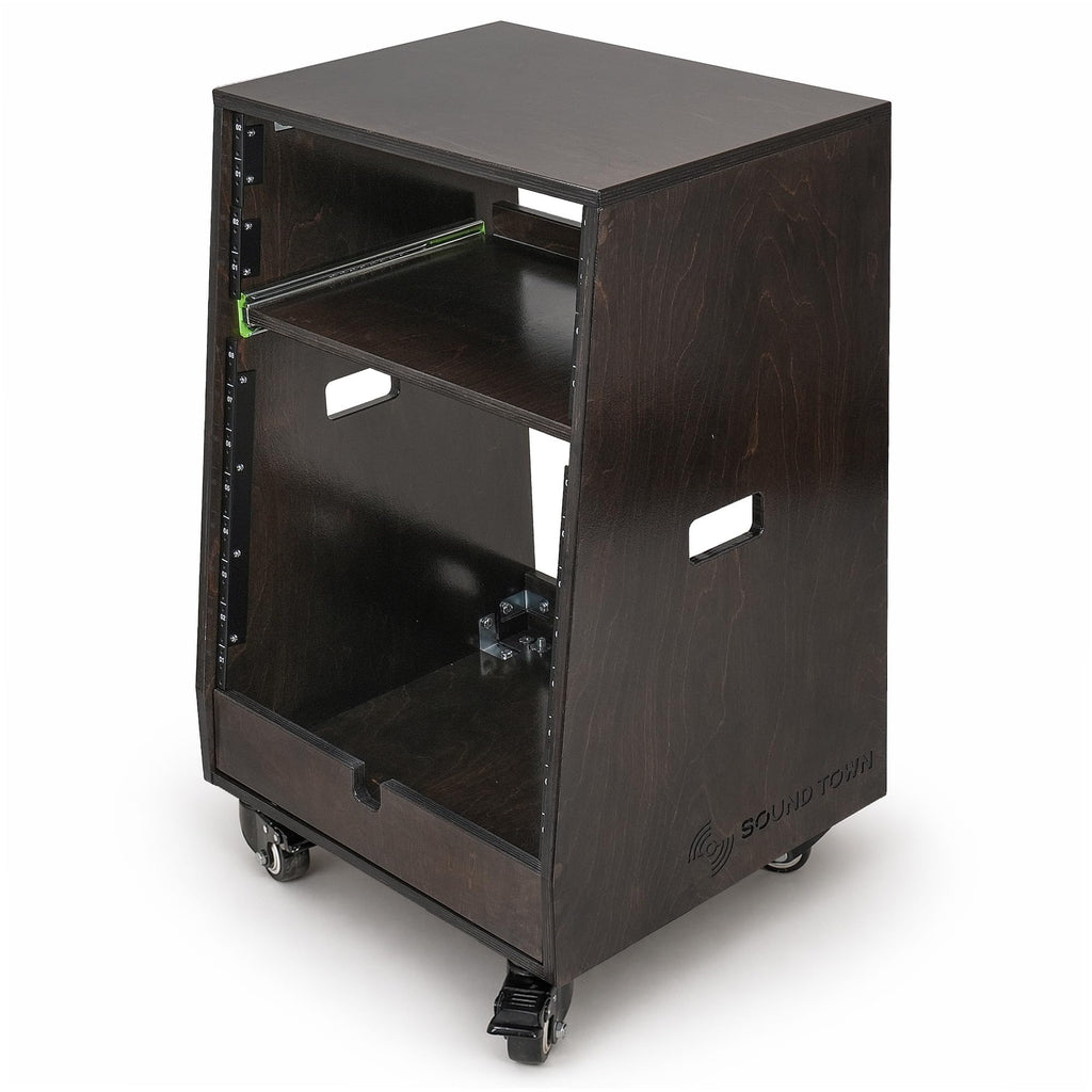 12U Studio Rack with Slide-Out Tray and Casters I46855