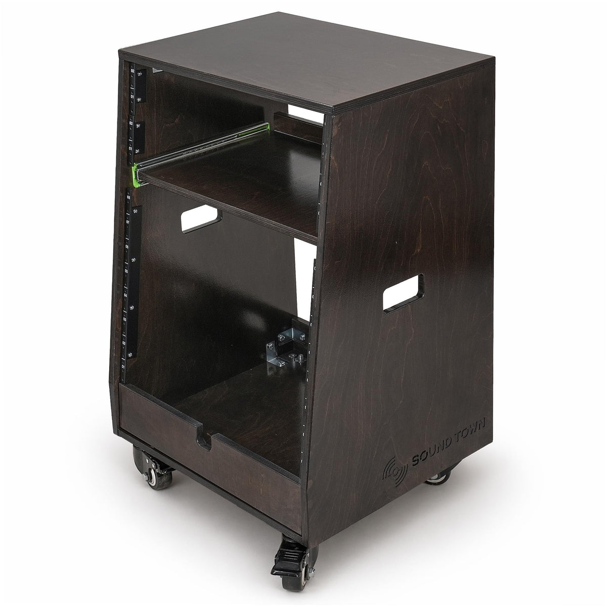 12U Studio Rack with Slide-Out Tray and Casters I46855